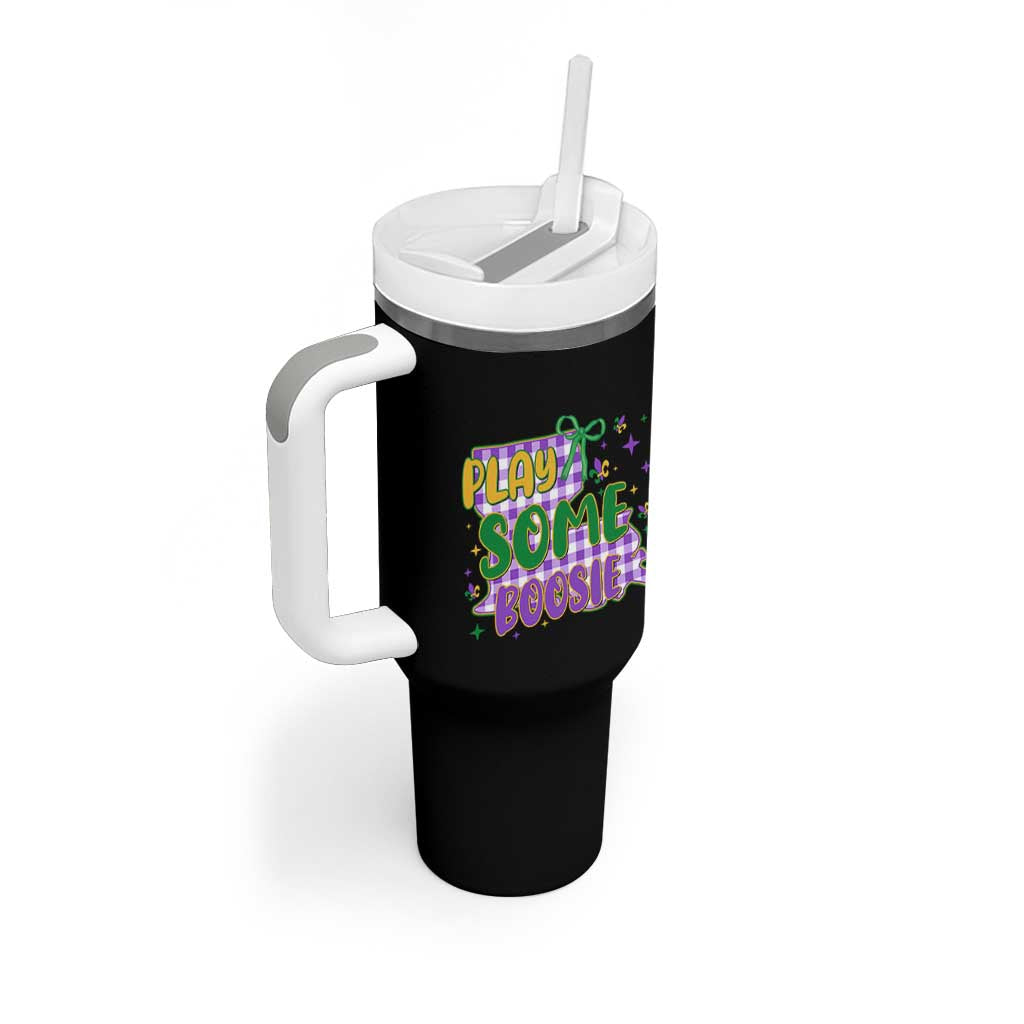 Play Some Boosie Mardi Gras Tumbler With Handle Funny Fat Tuesday Coquette Louisiana Carnival