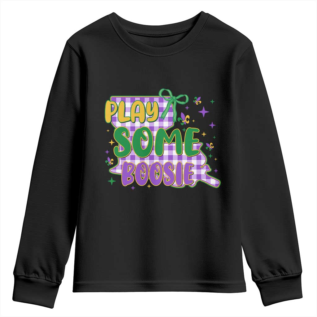 Play Some Boosie Mardi Gras Youth Sweatshirt Funny Fat Tuesday Coquette Louisiana Carnival