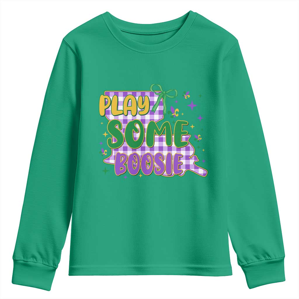 Play Some Boosie Mardi Gras Youth Sweatshirt Funny Fat Tuesday Coquette Louisiana Carnival