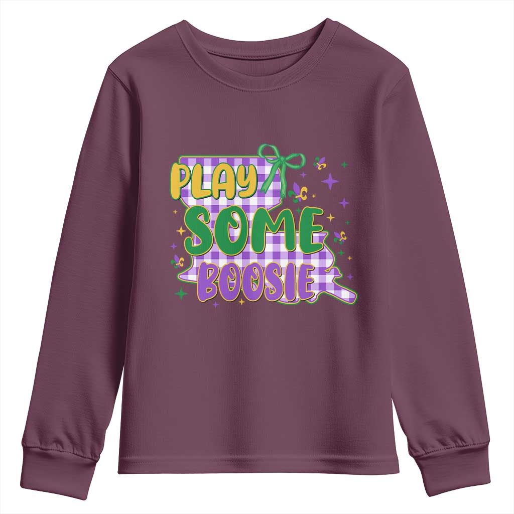 Play Some Boosie Mardi Gras Youth Sweatshirt Funny Fat Tuesday Coquette Louisiana Carnival