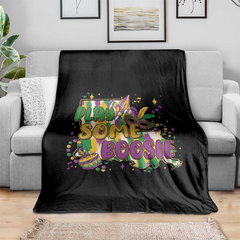 Play Some Boosie Mardi Gras Throw Blanket Funny Louisiana New Orleans Carnival