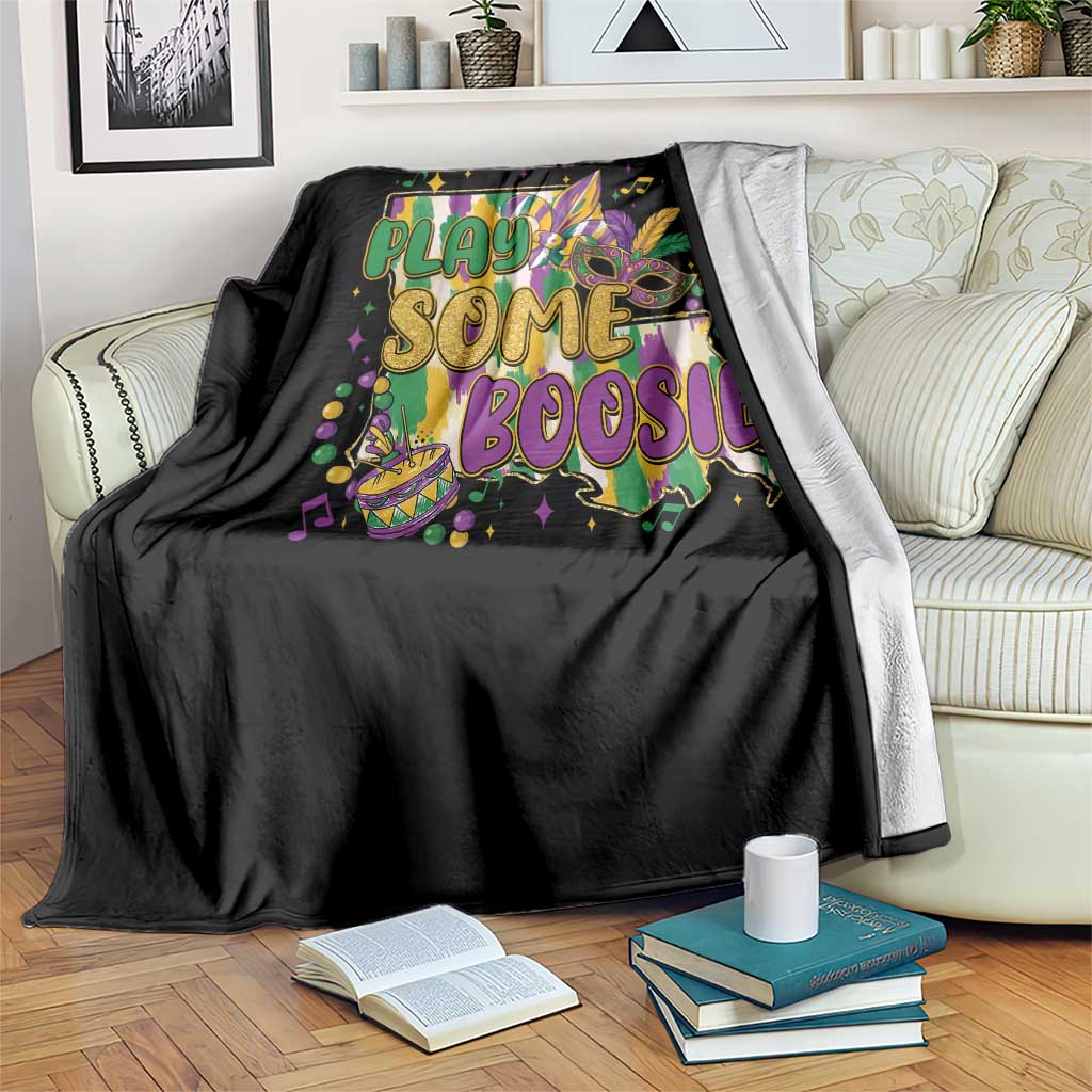 Play Some Boosie Mardi Gras Throw Blanket Funny Louisiana New Orleans Carnival