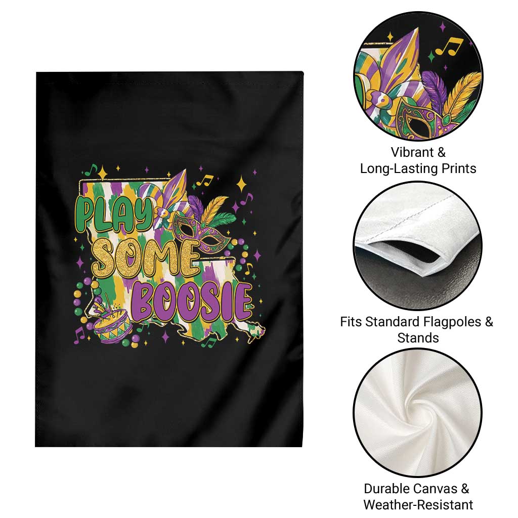 Play Some Boosie Mardi Gras Garden Flag Funny Louisiana New Orleans Carnival