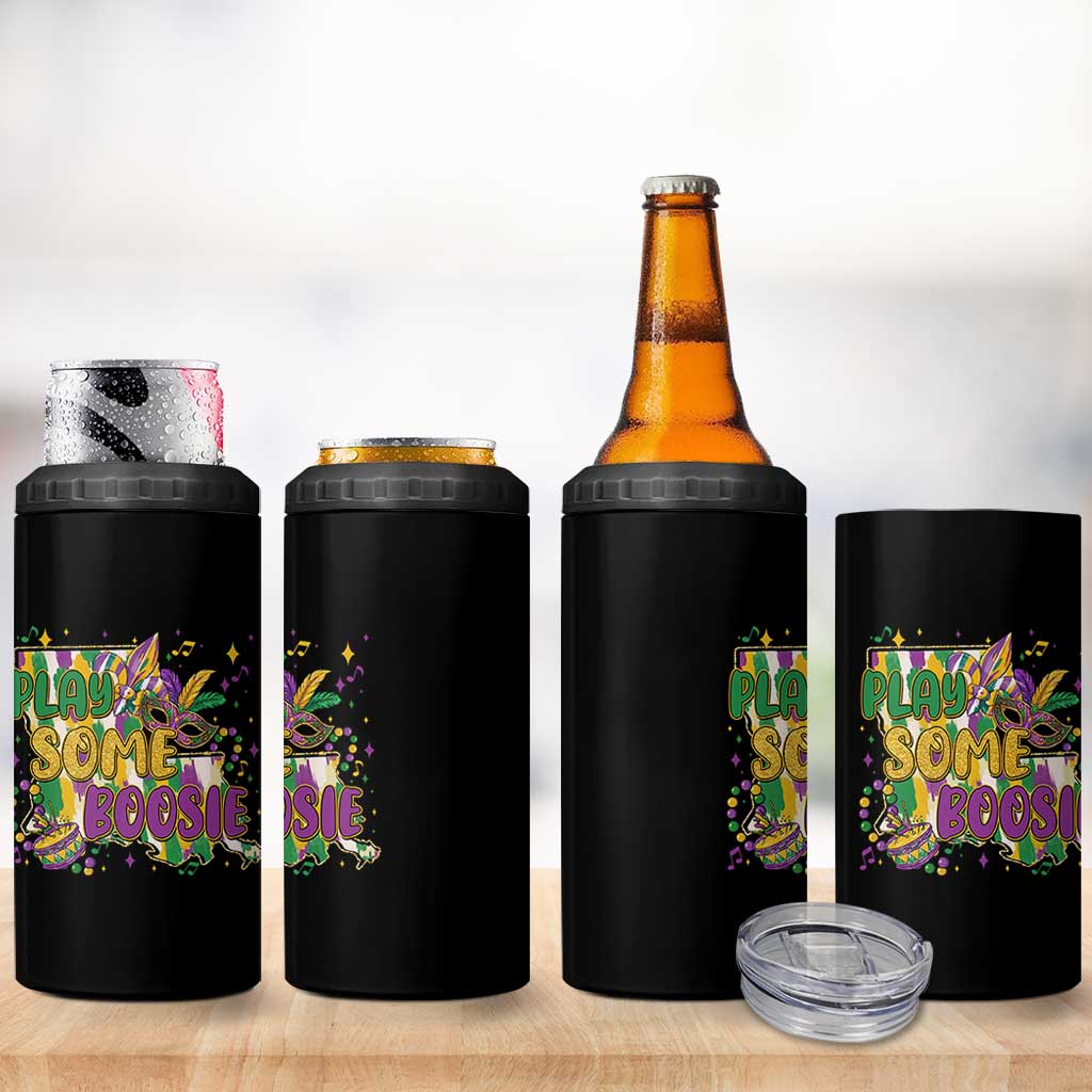 Play Some Boosie Mardi Gras 4 in 1 Can Cooler Tumbler Funny Louisiana New Orleans Carnival