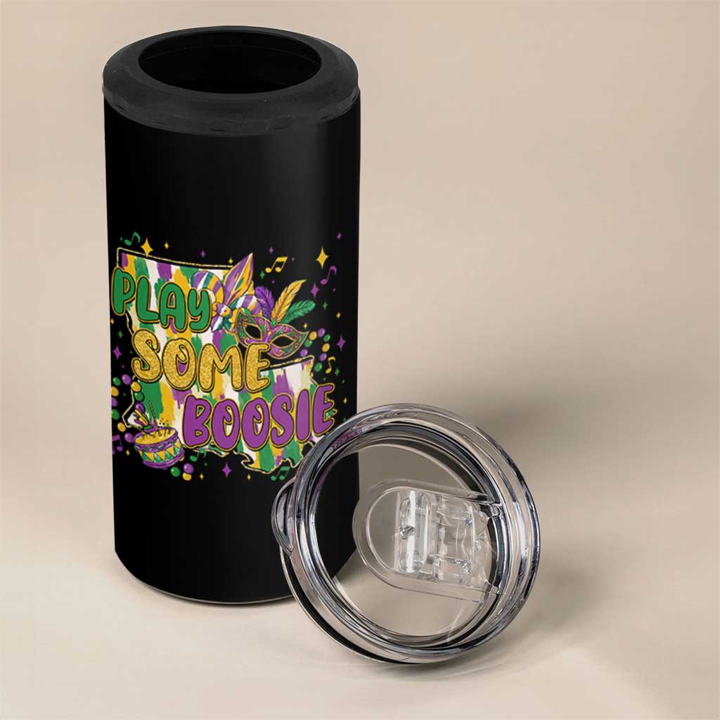 Play Some Boosie Mardi Gras 4 in 1 Can Cooler Tumbler Funny Louisiana New Orleans Carnival