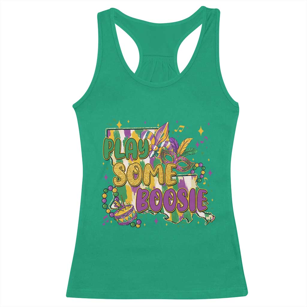 Play Some Boosie Mardi Gras Racerback Tank Top Funny Louisiana New Orleans Carnival