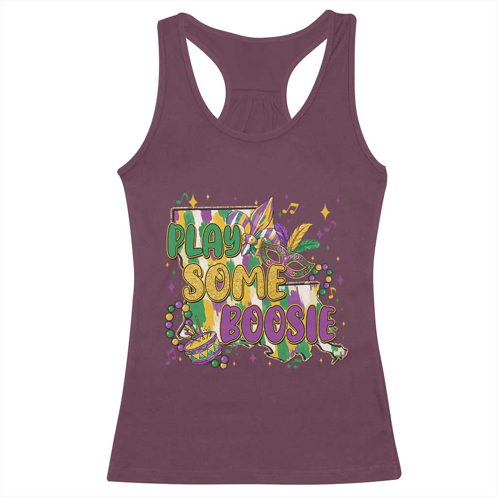 Play Some Boosie Mardi Gras Racerback Tank Top Funny Louisiana New Orleans Carnival
