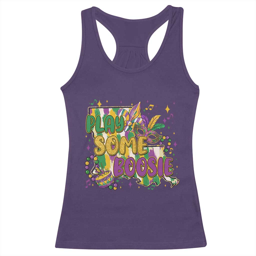 Play Some Boosie Mardi Gras Racerback Tank Top Funny Louisiana New Orleans Carnival
