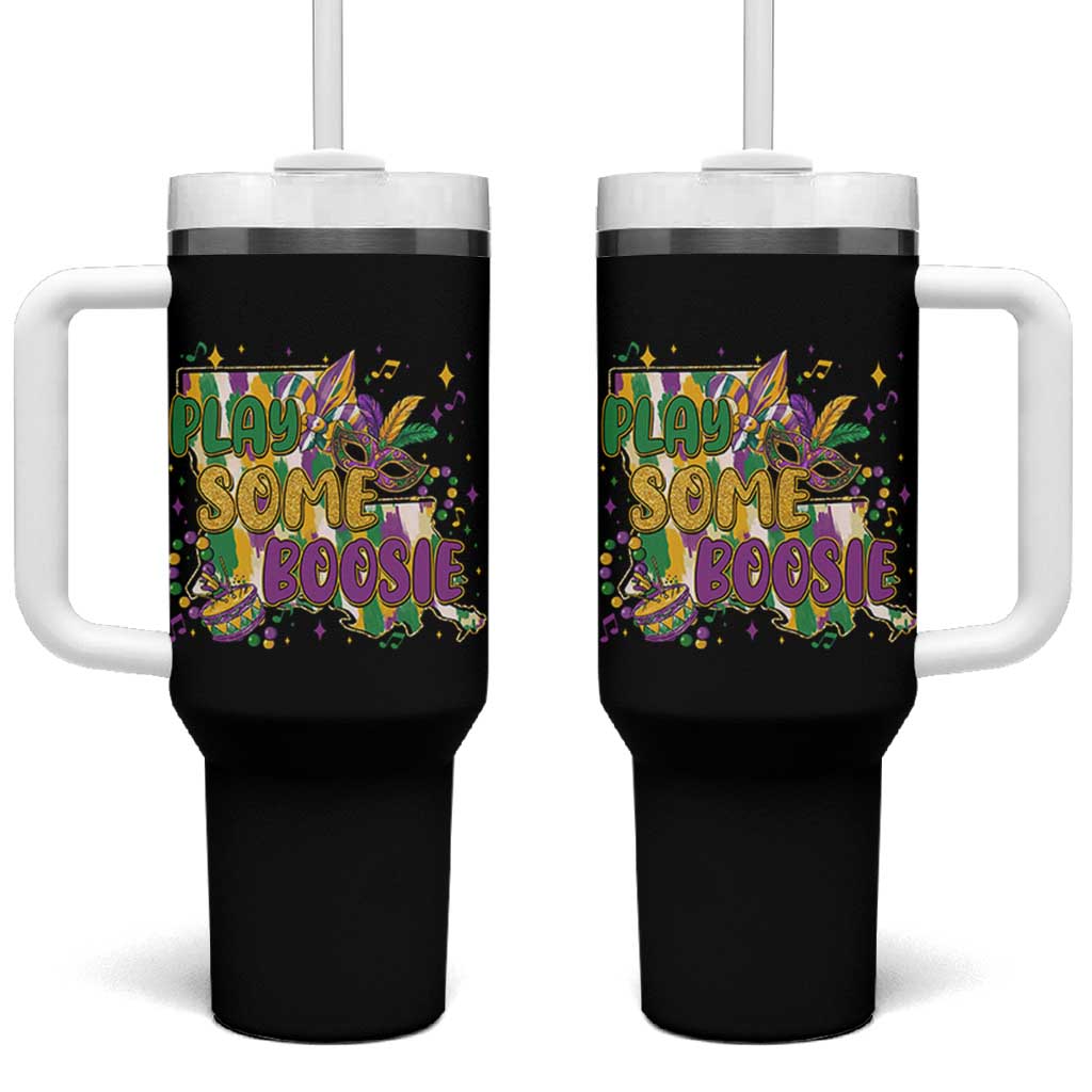 Play Some Boosie Mardi Gras Tumbler With Handle Funny Louisiana New Orleans Carnival