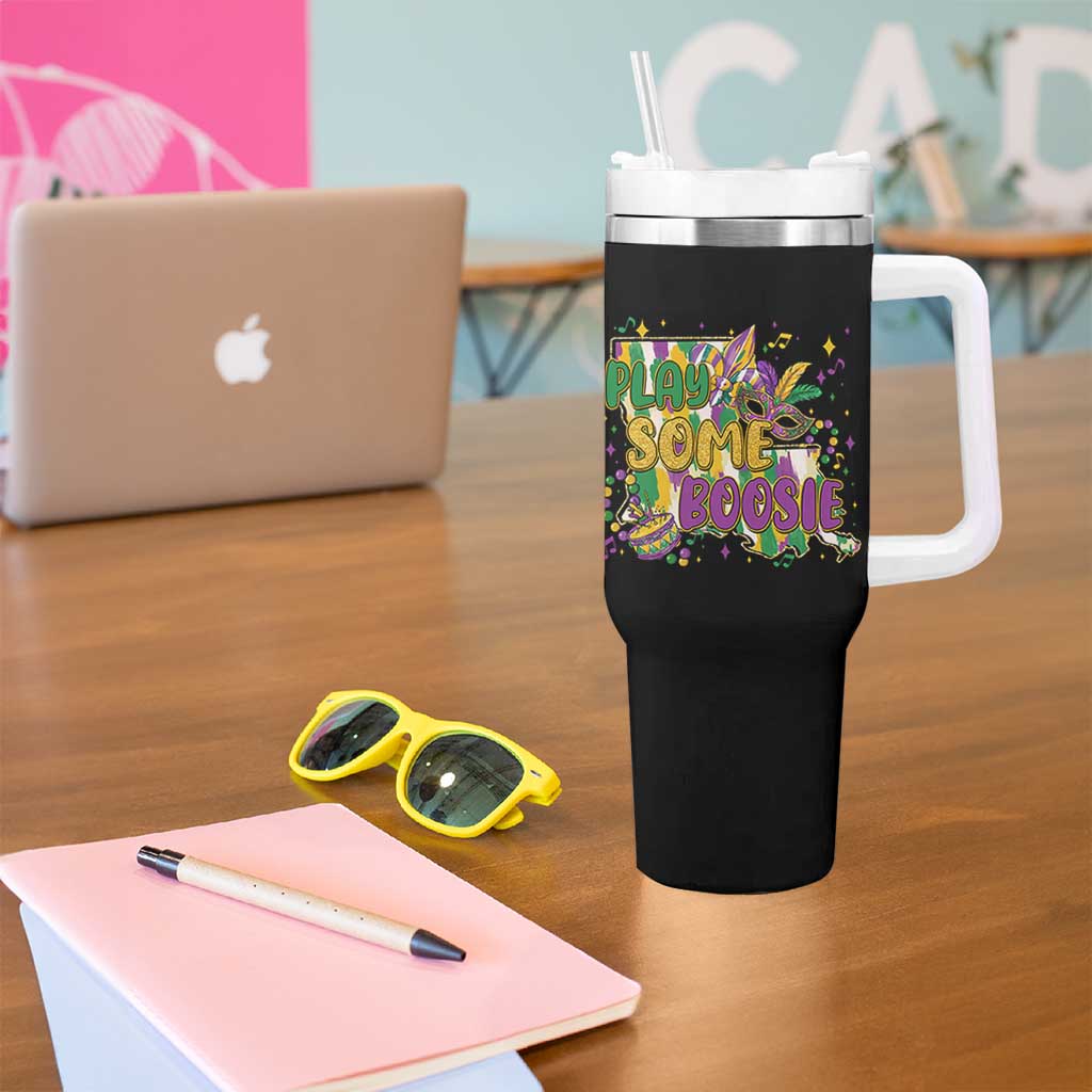 Play Some Boosie Mardi Gras Tumbler With Handle Funny Louisiana New Orleans Carnival