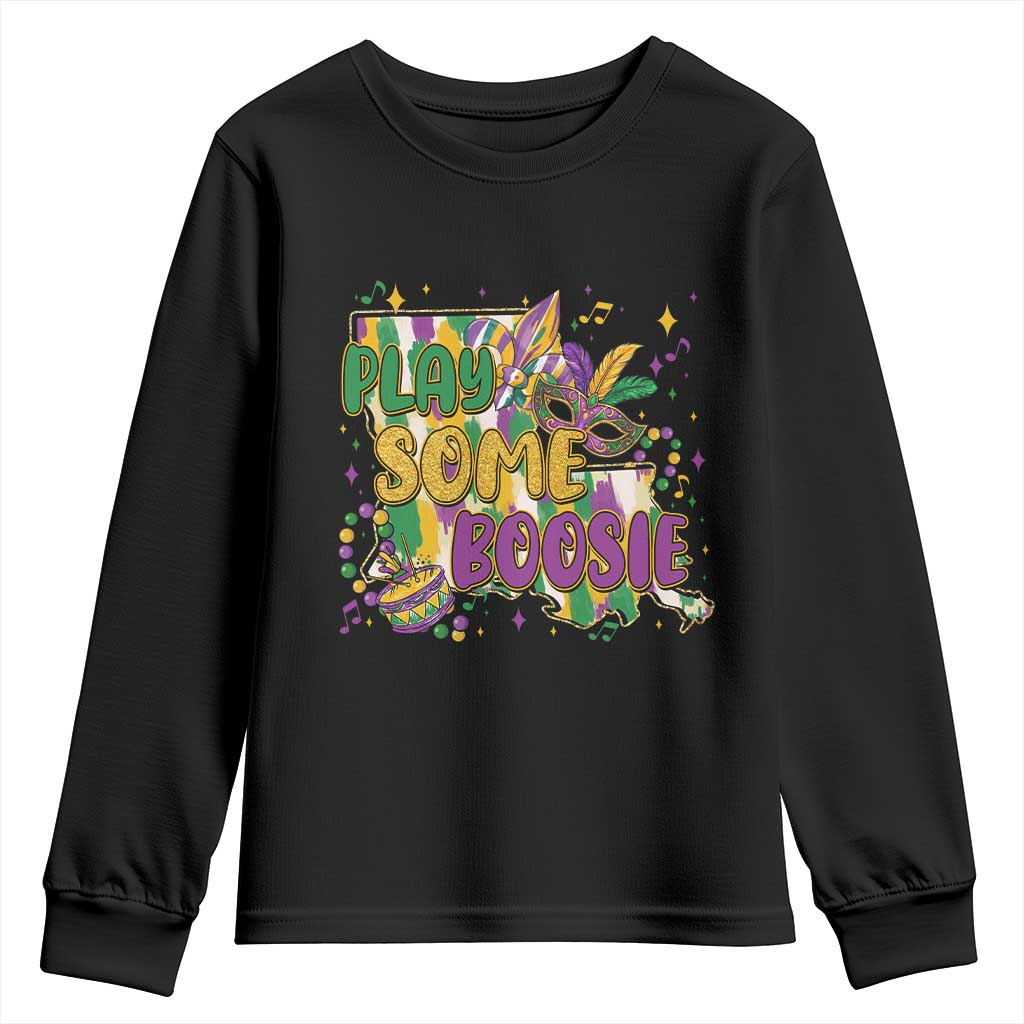 Play Some Boosie Mardi Gras Youth Sweatshirt Funny Louisiana New Orleans Carnival