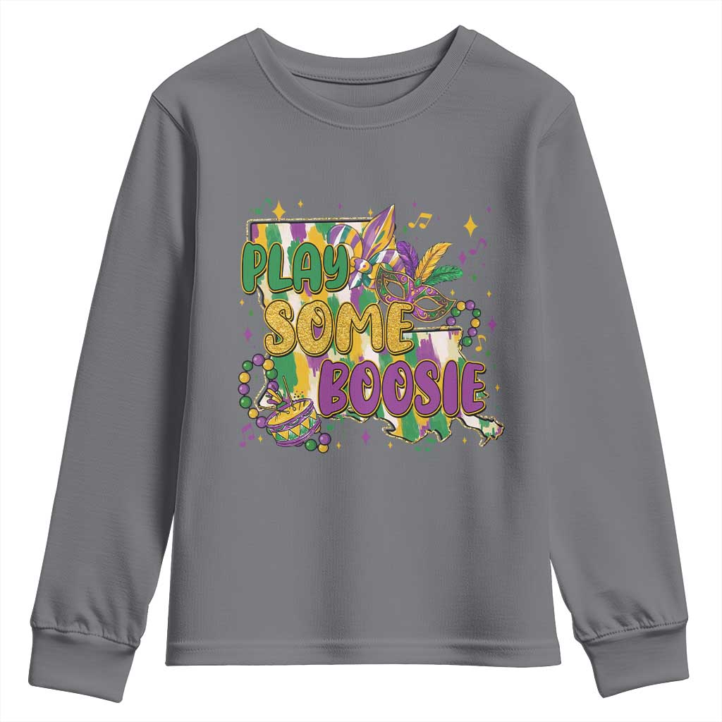 Play Some Boosie Mardi Gras Youth Sweatshirt Funny Louisiana New Orleans Carnival