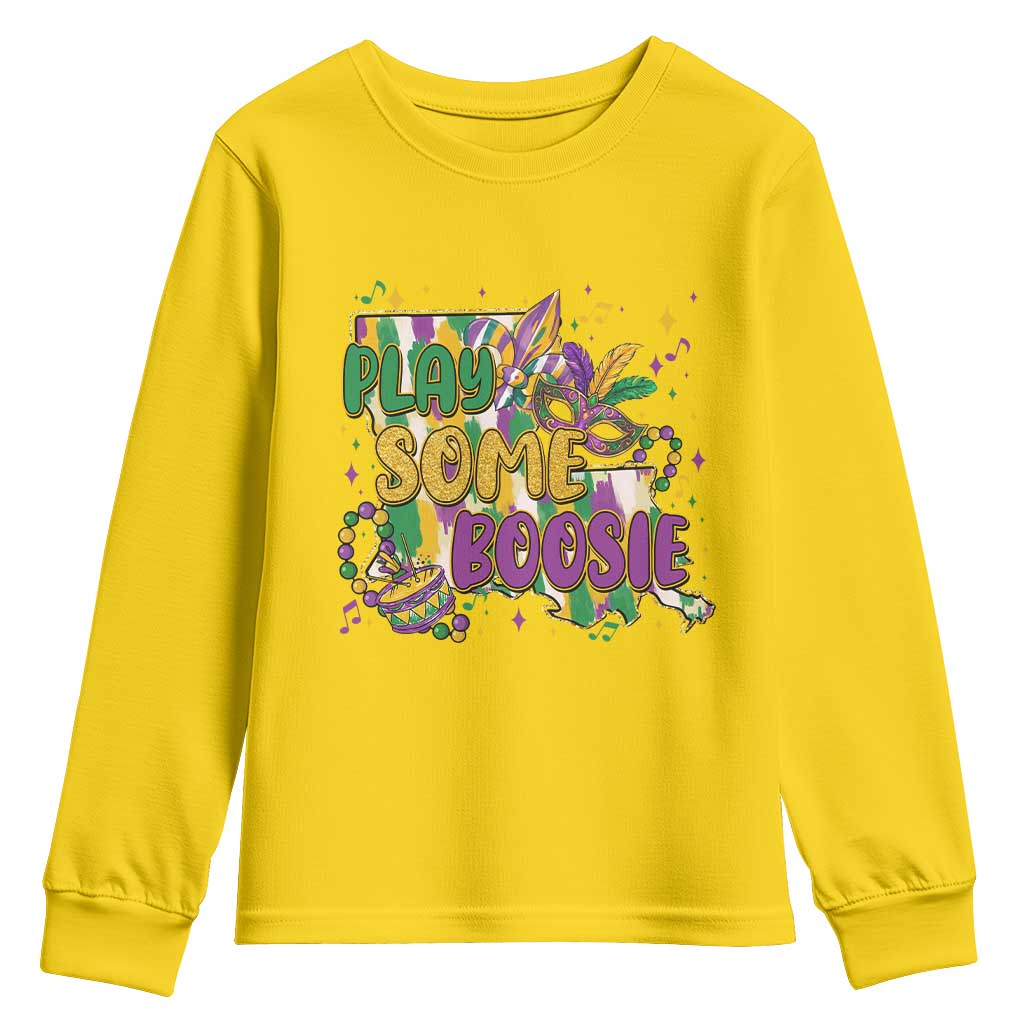 Play Some Boosie Mardi Gras Youth Sweatshirt Funny Louisiana New Orleans Carnival