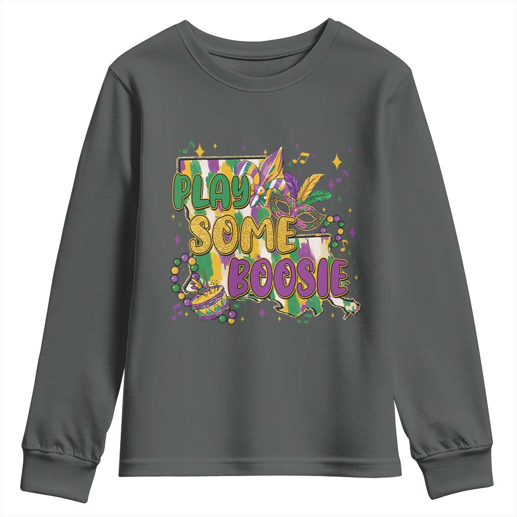 Play Some Boosie Mardi Gras Youth Sweatshirt Funny Louisiana New Orleans Carnival