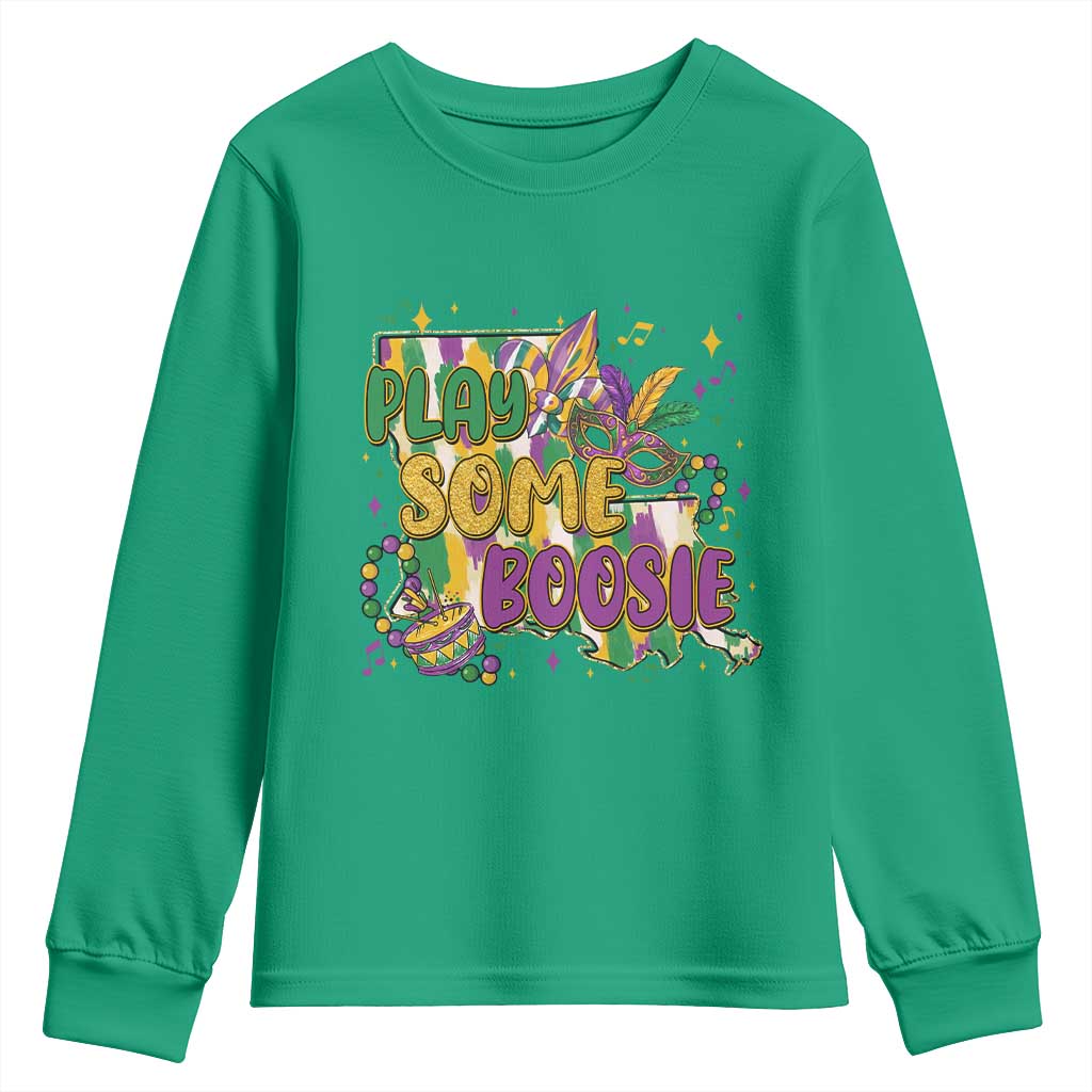Play Some Boosie Mardi Gras Youth Sweatshirt Funny Louisiana New Orleans Carnival