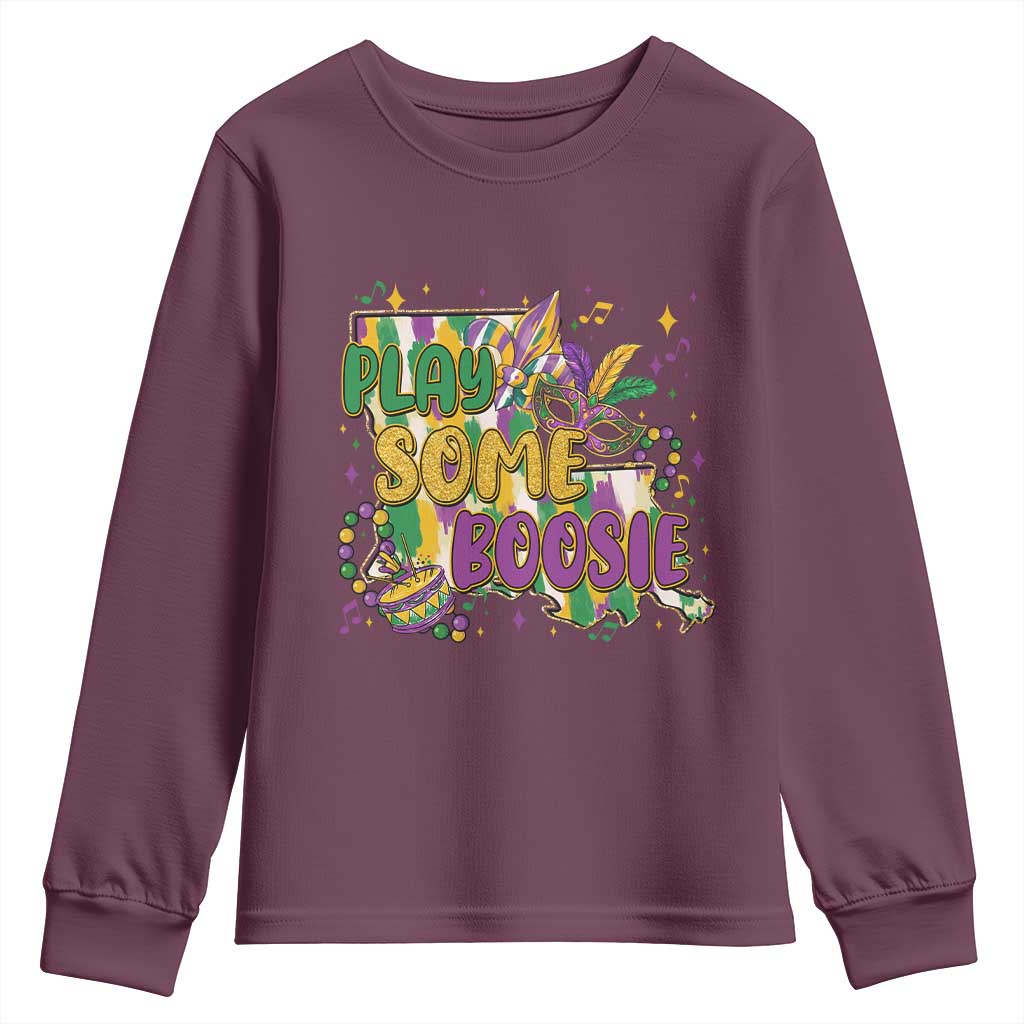 Play Some Boosie Mardi Gras Youth Sweatshirt Funny Louisiana New Orleans Carnival