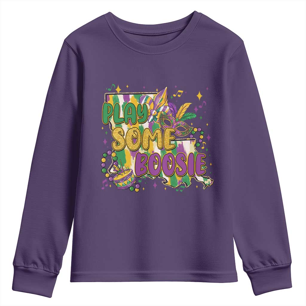 Play Some Boosie Mardi Gras Youth Sweatshirt Funny Louisiana New Orleans Carnival
