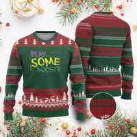 Funny Play Some Boosie Mardi Gras Ugly Christmas Sweater Beads Carnival Louisiana