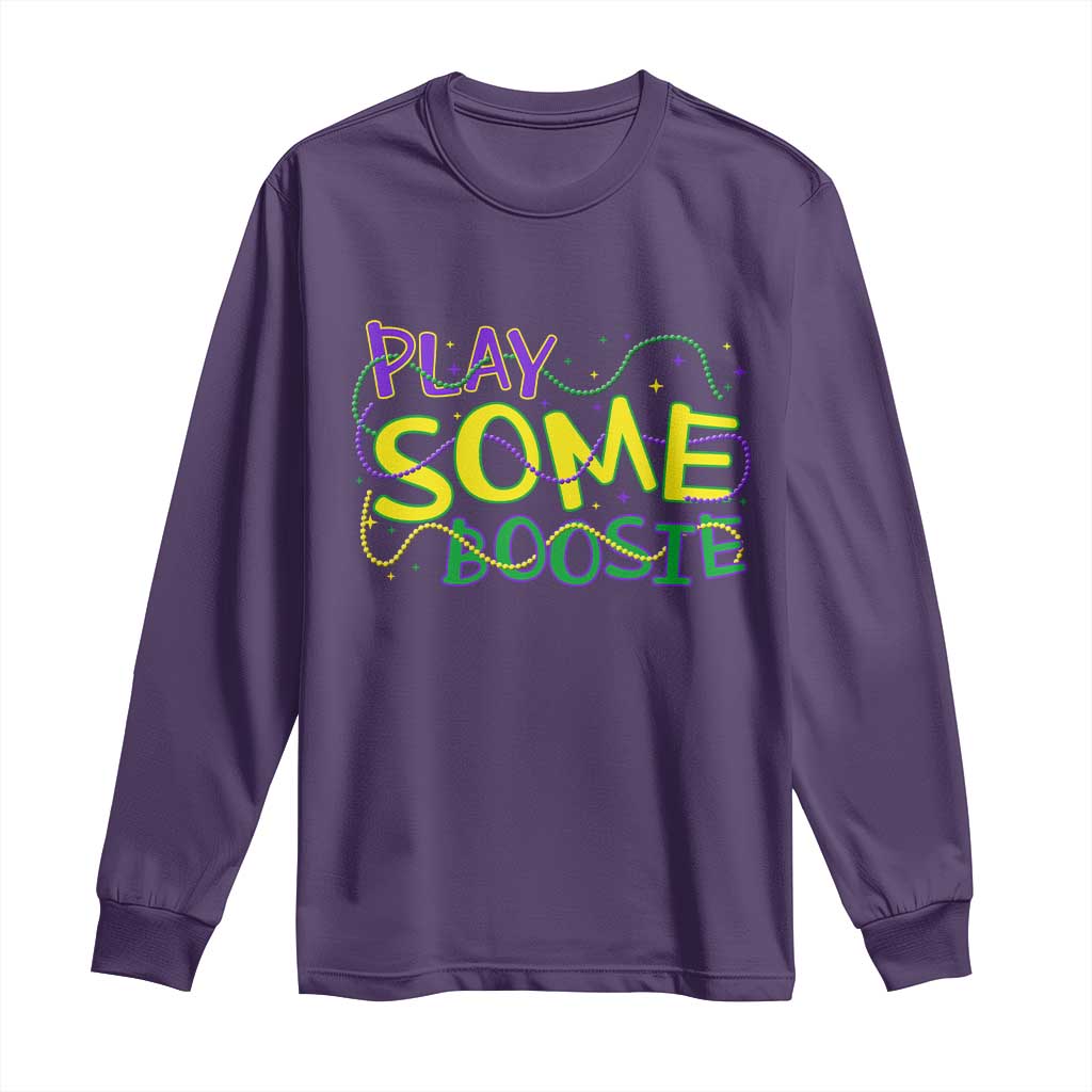 Funny Play Some Boosie Mardi Gras Long Sleeve Shirt Beads Carnival Louisiana