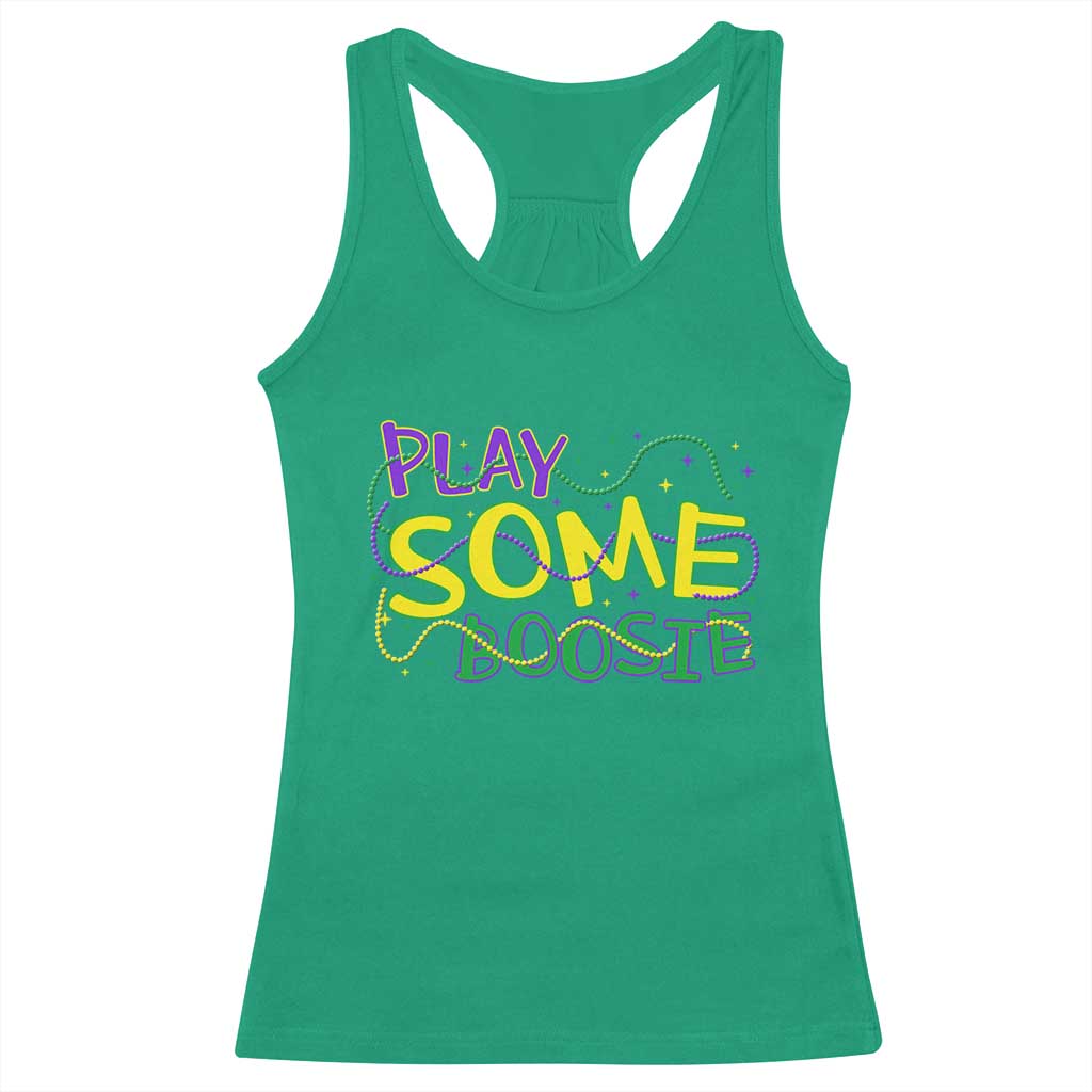 Funny Play Some Boosie Mardi Gras Racerback Tank Top Beads Carnival Louisiana