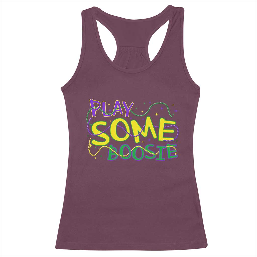 Funny Play Some Boosie Mardi Gras Racerback Tank Top Beads Carnival Louisiana