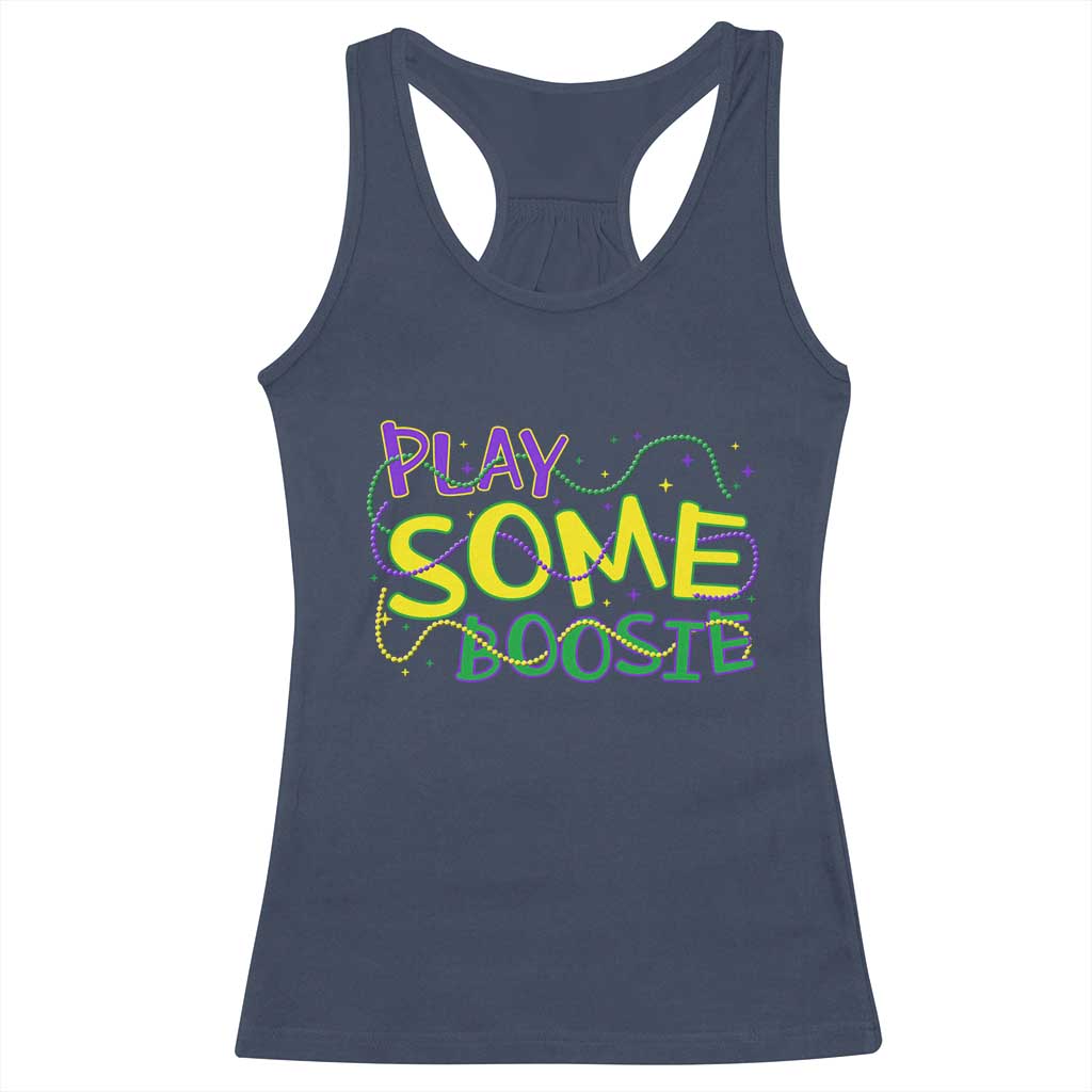 Funny Play Some Boosie Mardi Gras Racerback Tank Top Beads Carnival Louisiana