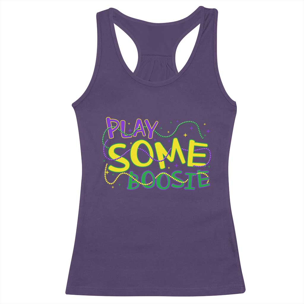 Funny Play Some Boosie Mardi Gras Racerback Tank Top Beads Carnival Louisiana