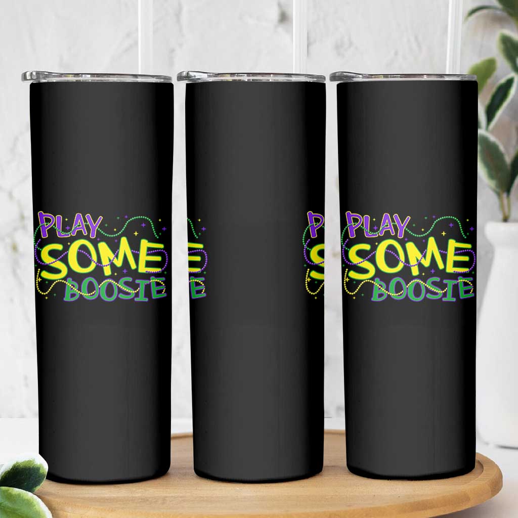 Funny Play Some Boosie Mardi Gras Skinny Tumbler Beads Carnival Louisiana