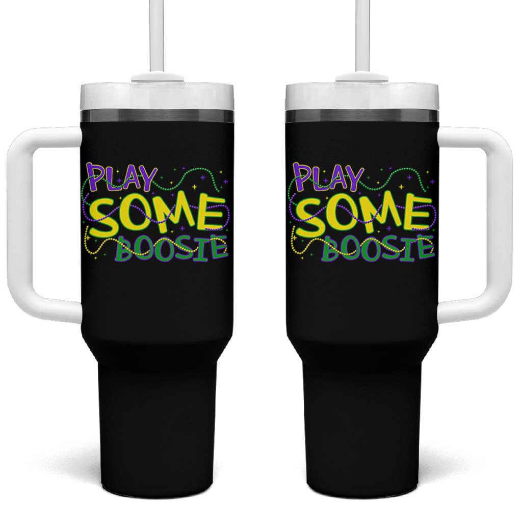 Funny Play Some Boosie Mardi Gras Tumbler With Handle Beads Carnival Louisiana