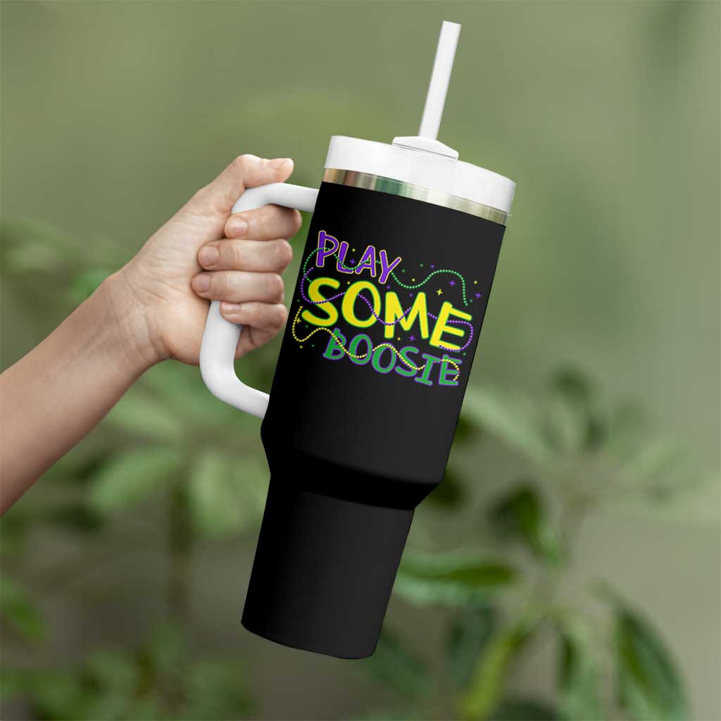 Funny Play Some Boosie Mardi Gras Tumbler With Handle Beads Carnival Louisiana