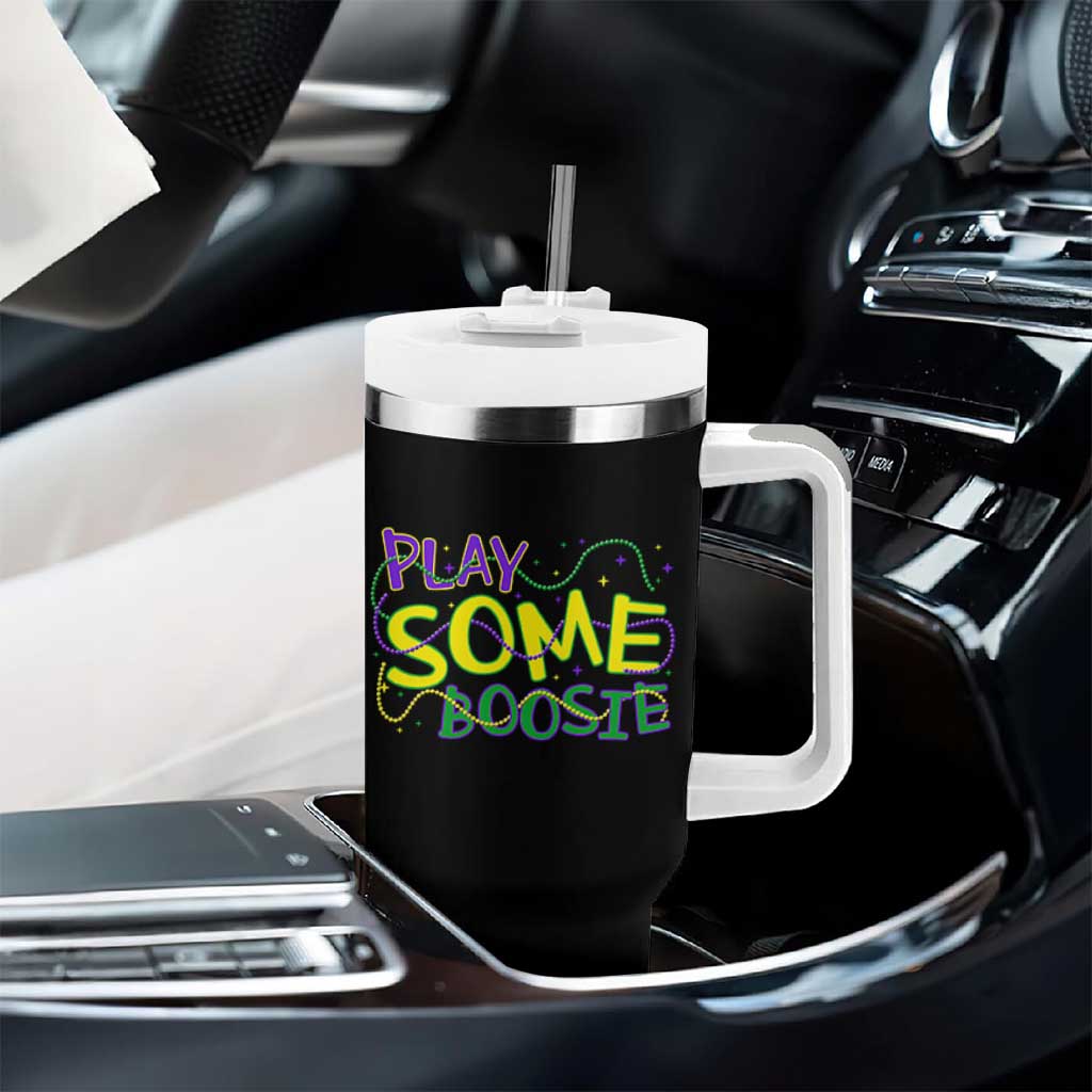 Funny Play Some Boosie Mardi Gras Tumbler With Handle Beads Carnival Louisiana