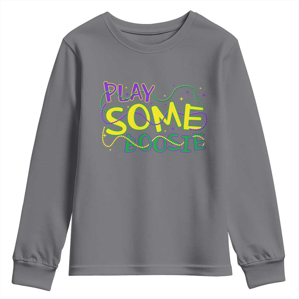 Funny Play Some Boosie Mardi Gras Youth Sweatshirt Beads Carnival Louisiana