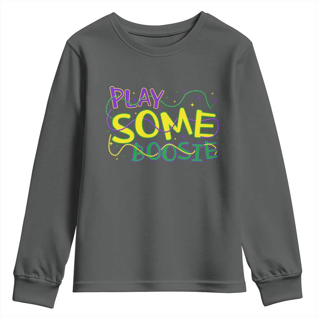Funny Play Some Boosie Mardi Gras Youth Sweatshirt Beads Carnival Louisiana