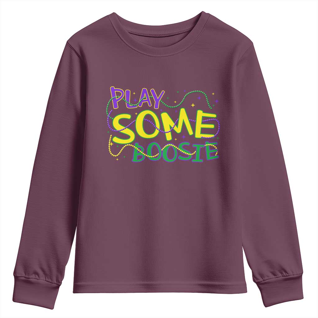 Funny Play Some Boosie Mardi Gras Youth Sweatshirt Beads Carnival Louisiana