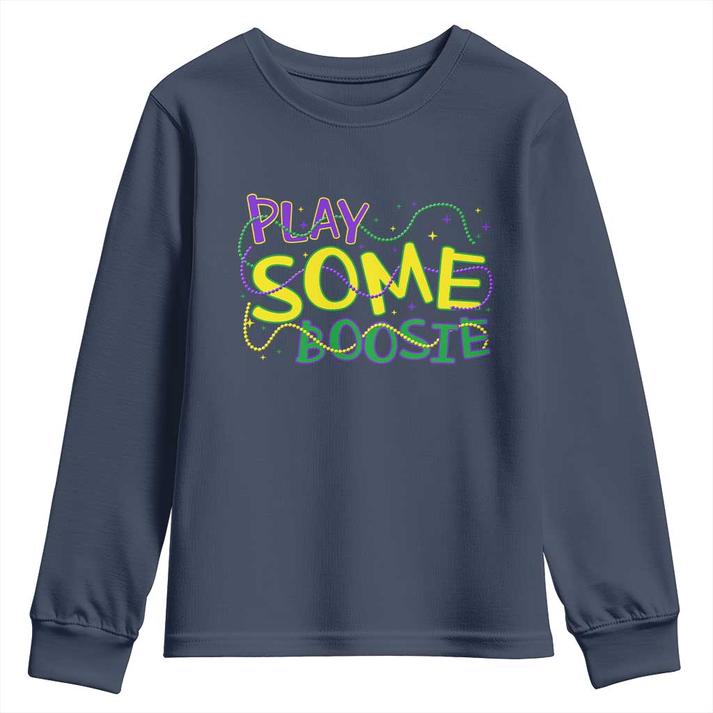 Funny Play Some Boosie Mardi Gras Youth Sweatshirt Beads Carnival Louisiana