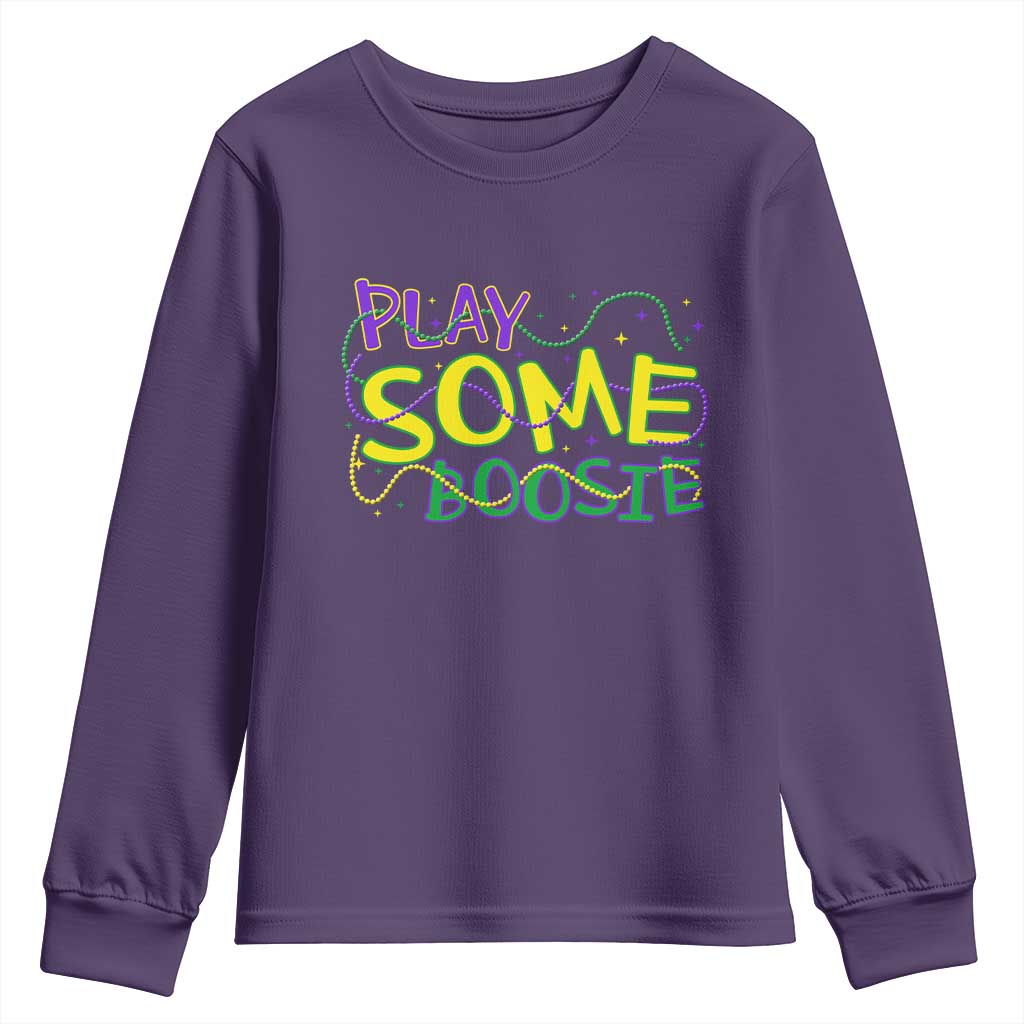 Funny Play Some Boosie Mardi Gras Youth Sweatshirt Beads Carnival Louisiana
