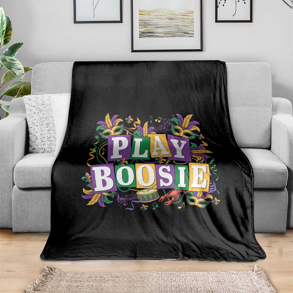 Funny Play Boosie Mardi Gras Throw Blanket Fat Tuesday Carnival Fleur De Lis Music