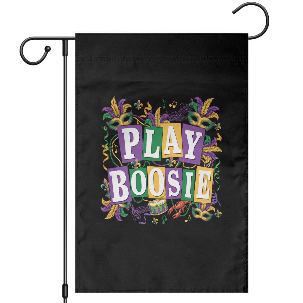 Funny Play Boosie Mardi Gras Garden Flag Fat Tuesday Carnival Fleur De Lis Music