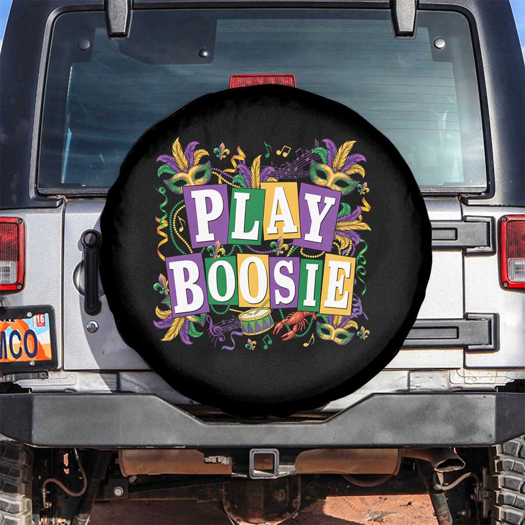 Funny Play Boosie Mardi Gras Spare Tire Cover Fat Tuesday Carnival Fleur De Lis Music