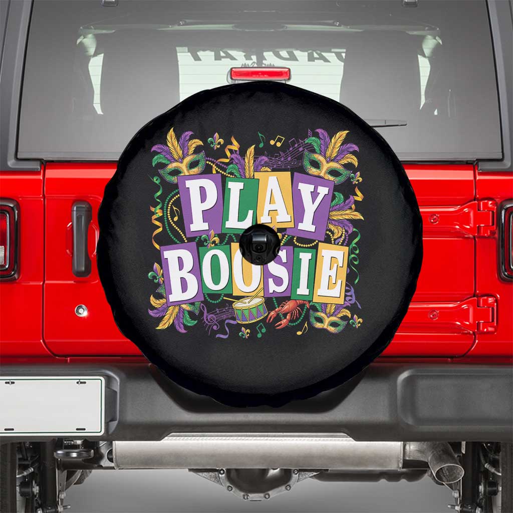 Funny Play Boosie Mardi Gras Spare Tire Cover Fat Tuesday Carnival Fleur De Lis Music