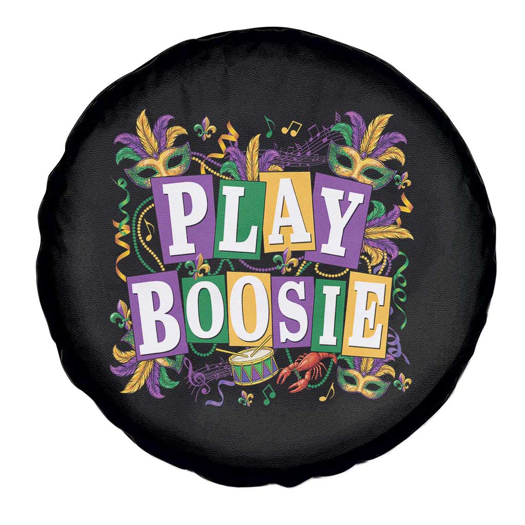 Funny Play Boosie Mardi Gras Spare Tire Cover Fat Tuesday Carnival Fleur De Lis Music