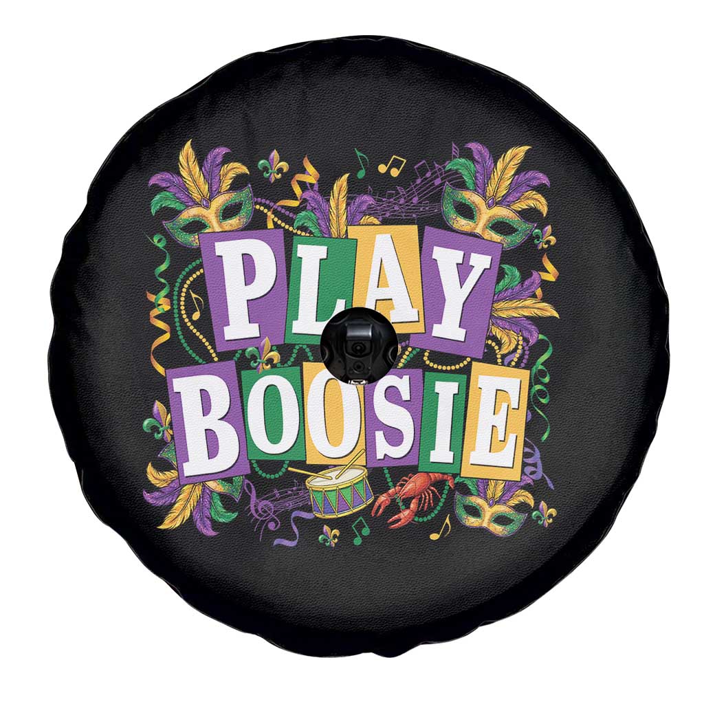 Funny Play Boosie Mardi Gras Spare Tire Cover Fat Tuesday Carnival Fleur De Lis Music