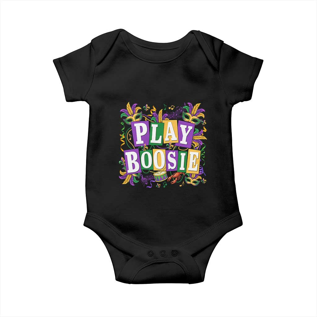 Funny Play Boosie Mardi Gras Baby Onesie Fat Tuesday Carnival Fleur De Lis Music