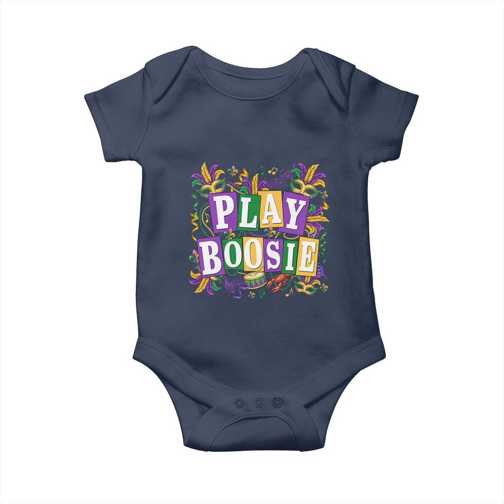 Funny Play Boosie Mardi Gras Baby Onesie Fat Tuesday Carnival Fleur De Lis Music
