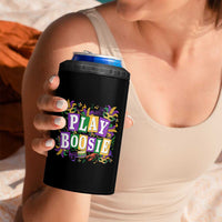 Funny Play Boosie Mardi Gras 4 in 1 Can Cooler Tumbler Fat Tuesday Carnival Fleur De Lis Music