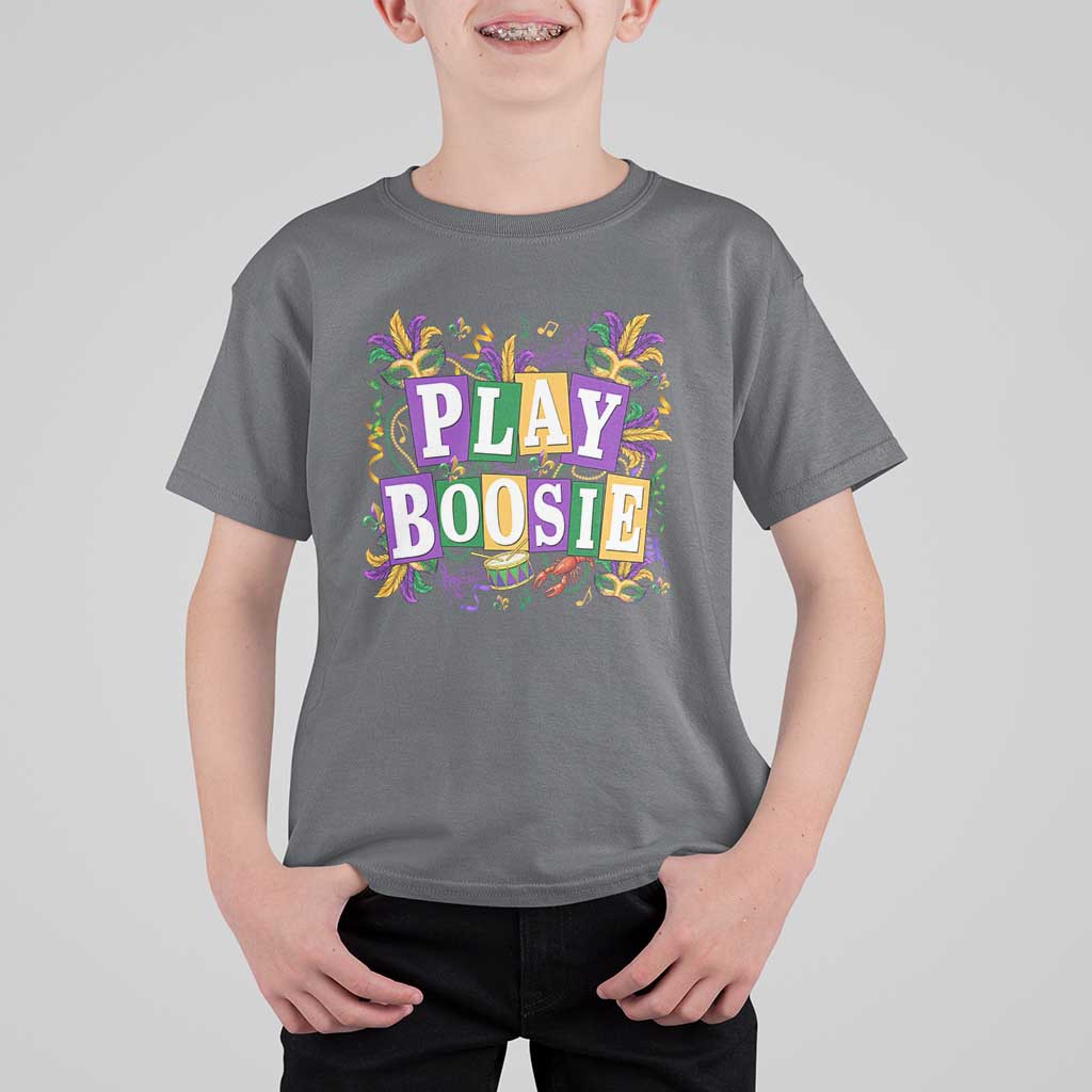 Funny Play Boosie Mardi Gras T Shirt For Kid Fat Tuesday Carnival Fleur De Lis Music