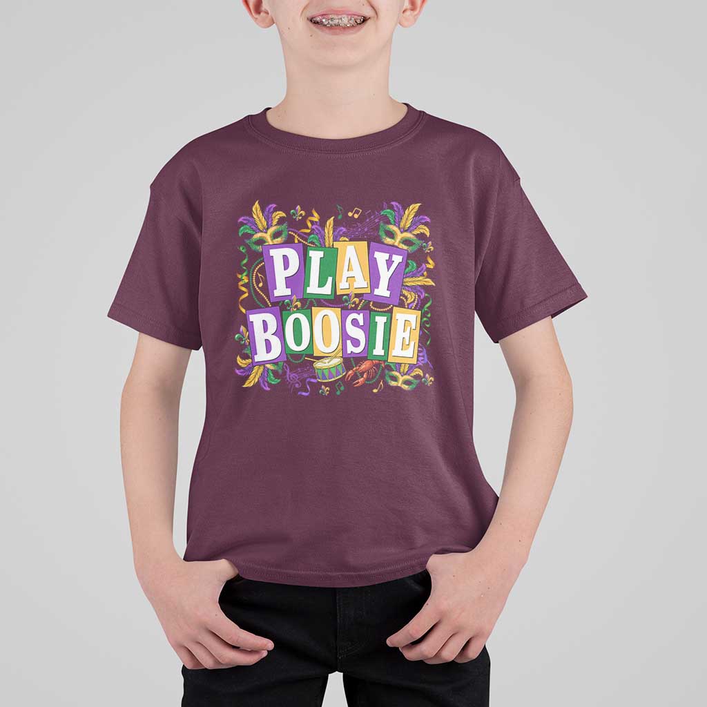 Funny Play Boosie Mardi Gras T Shirt For Kid Fat Tuesday Carnival Fleur De Lis Music