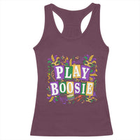 Funny Play Boosie Mardi Gras Racerback Tank Top Fat Tuesday Carnival Fleur De Lis Music