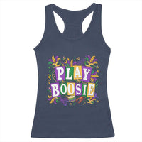 Funny Play Boosie Mardi Gras Racerback Tank Top Fat Tuesday Carnival Fleur De Lis Music