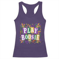 Funny Play Boosie Mardi Gras Racerback Tank Top Fat Tuesday Carnival Fleur De Lis Music